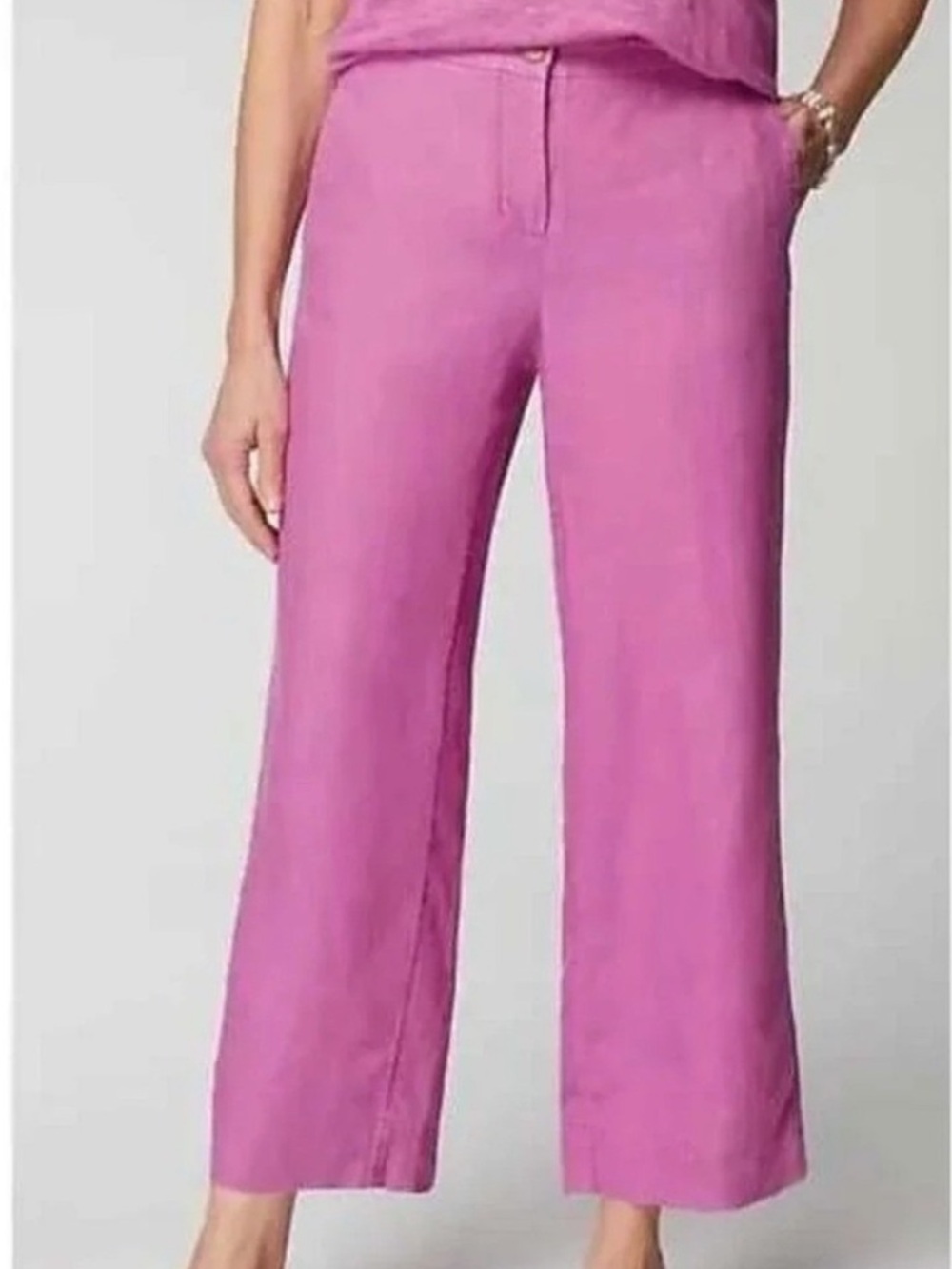 J Jill Love Linen Wide-Leg Pants in Magenta